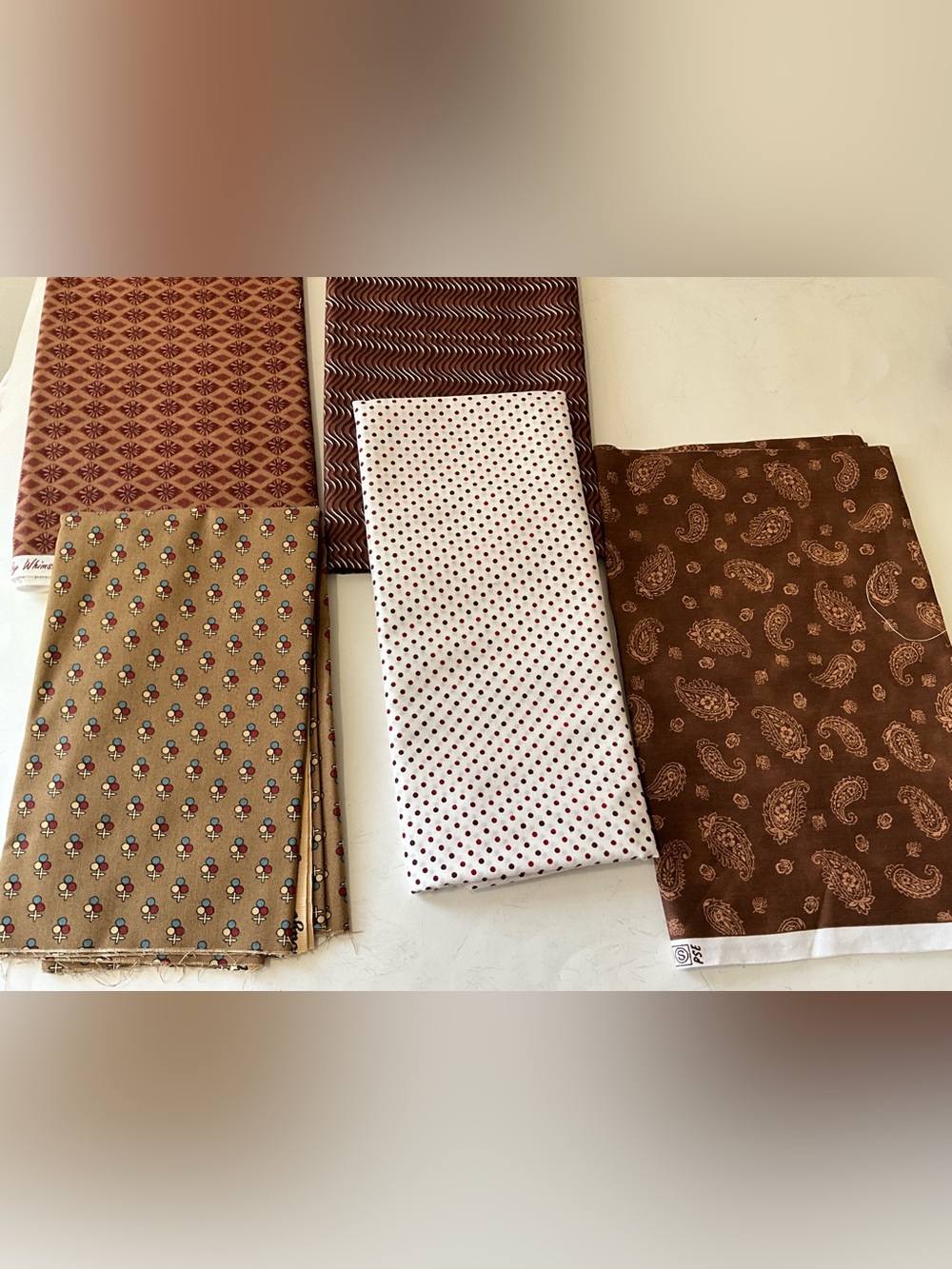 Quilting Sewing Materials Lot Marcus Fabrics 54034 Paisley Brown Burgundy White